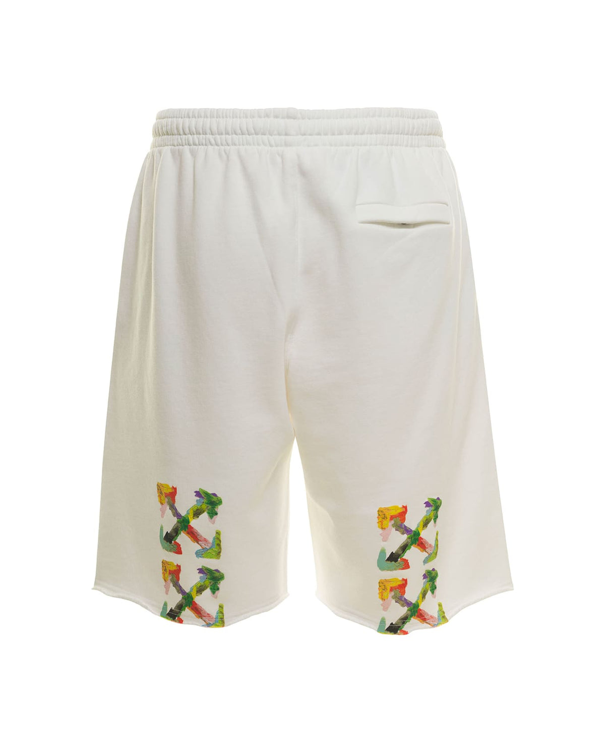 White Shorts With Brush Logo And Arrow Print In Cotton Man