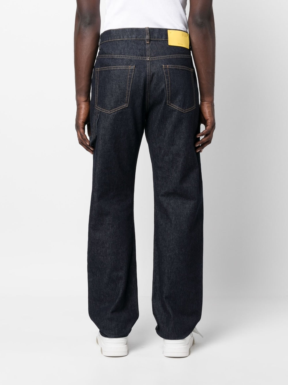 contrast-stitching straight jeans