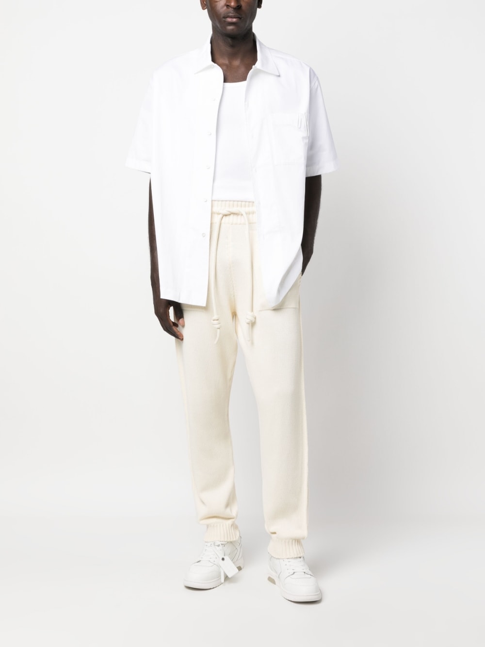 Diag-stripe knitted track pants