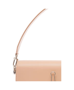 Binder Clip Crossbody Bag In Pink Leather Woman