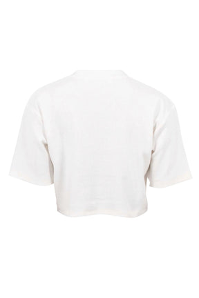 OFF STAMP RIBBED CROPPED TEE / WHT BLK