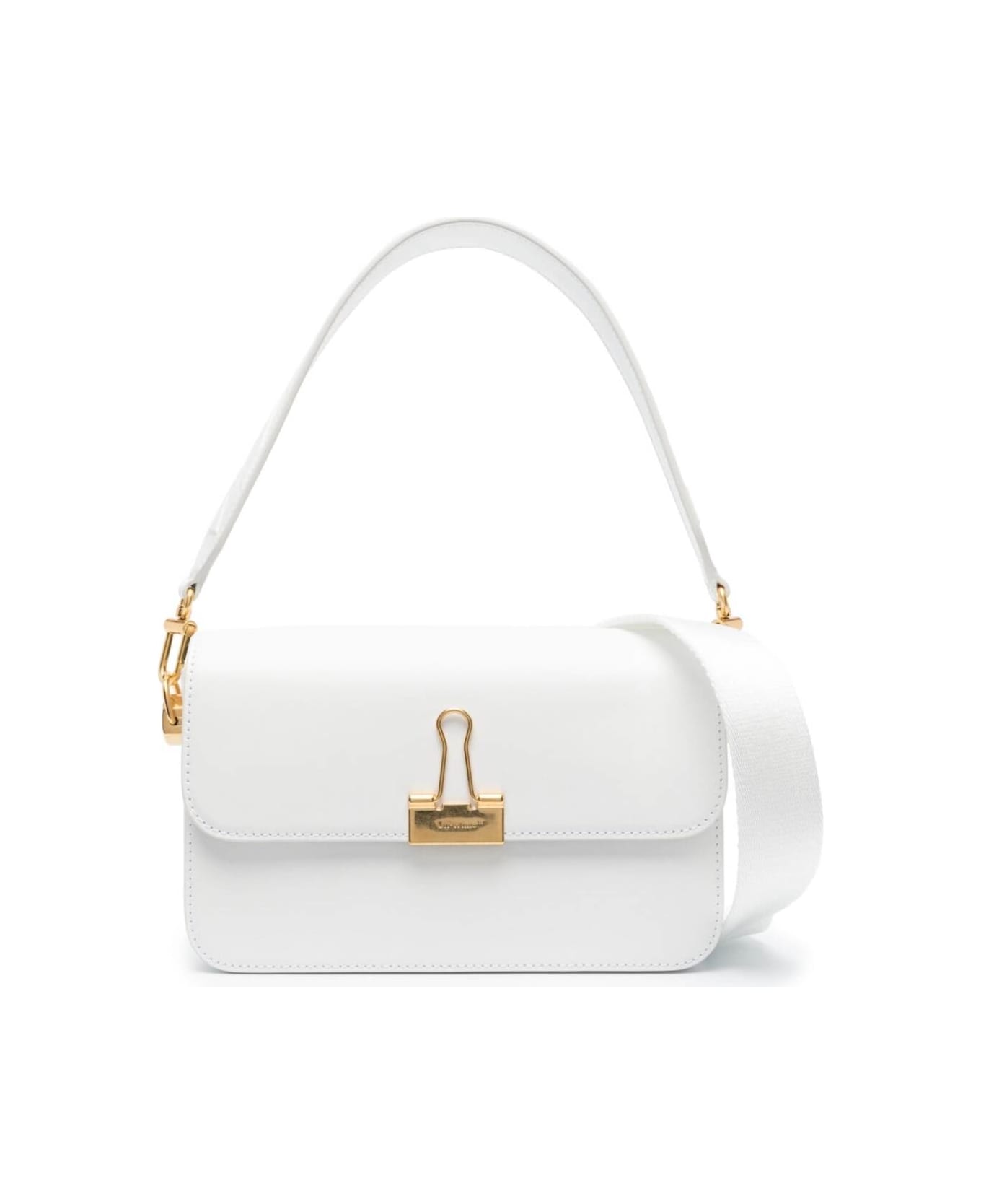 Binder Clip Crossbody Bag In White Leather Woman