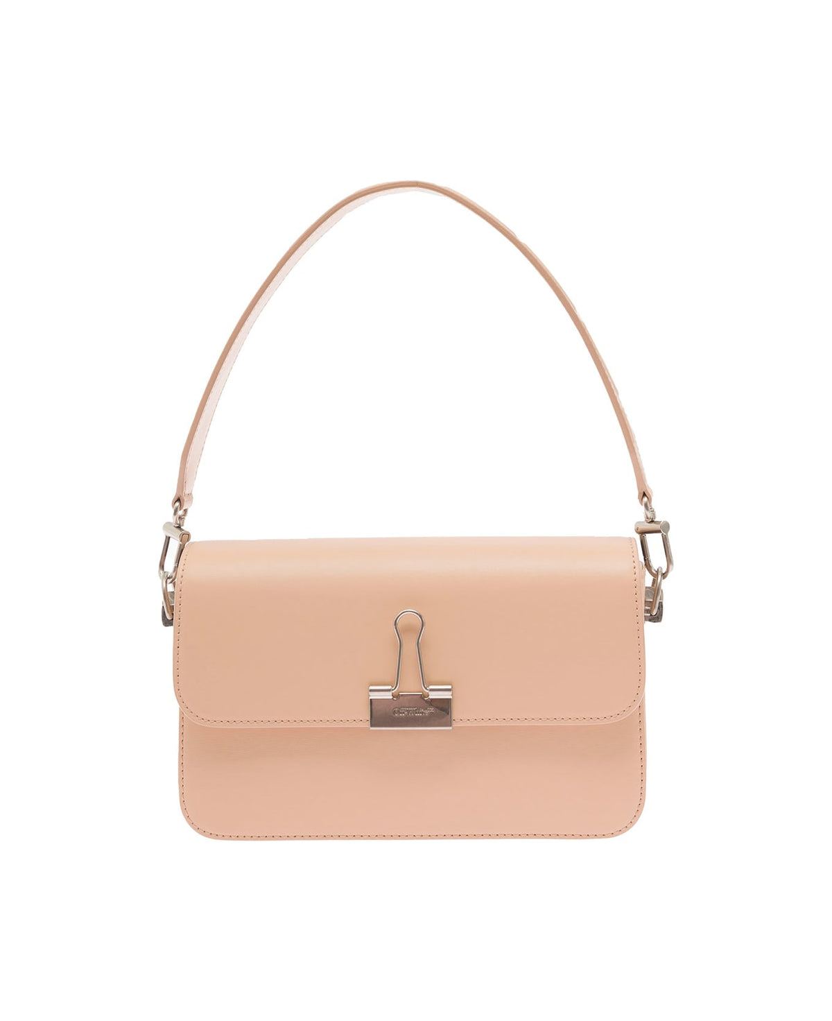 Binder Clip Crossbody Bag In Pink Leather Woman