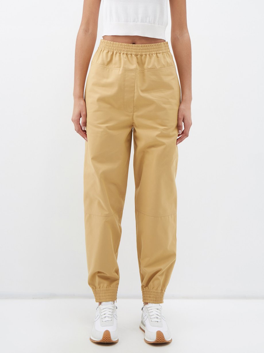 Straight-leg cotton-blend gabardine trousers