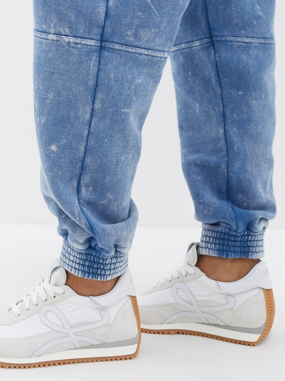 Acid-washed cotton-fleece track pants