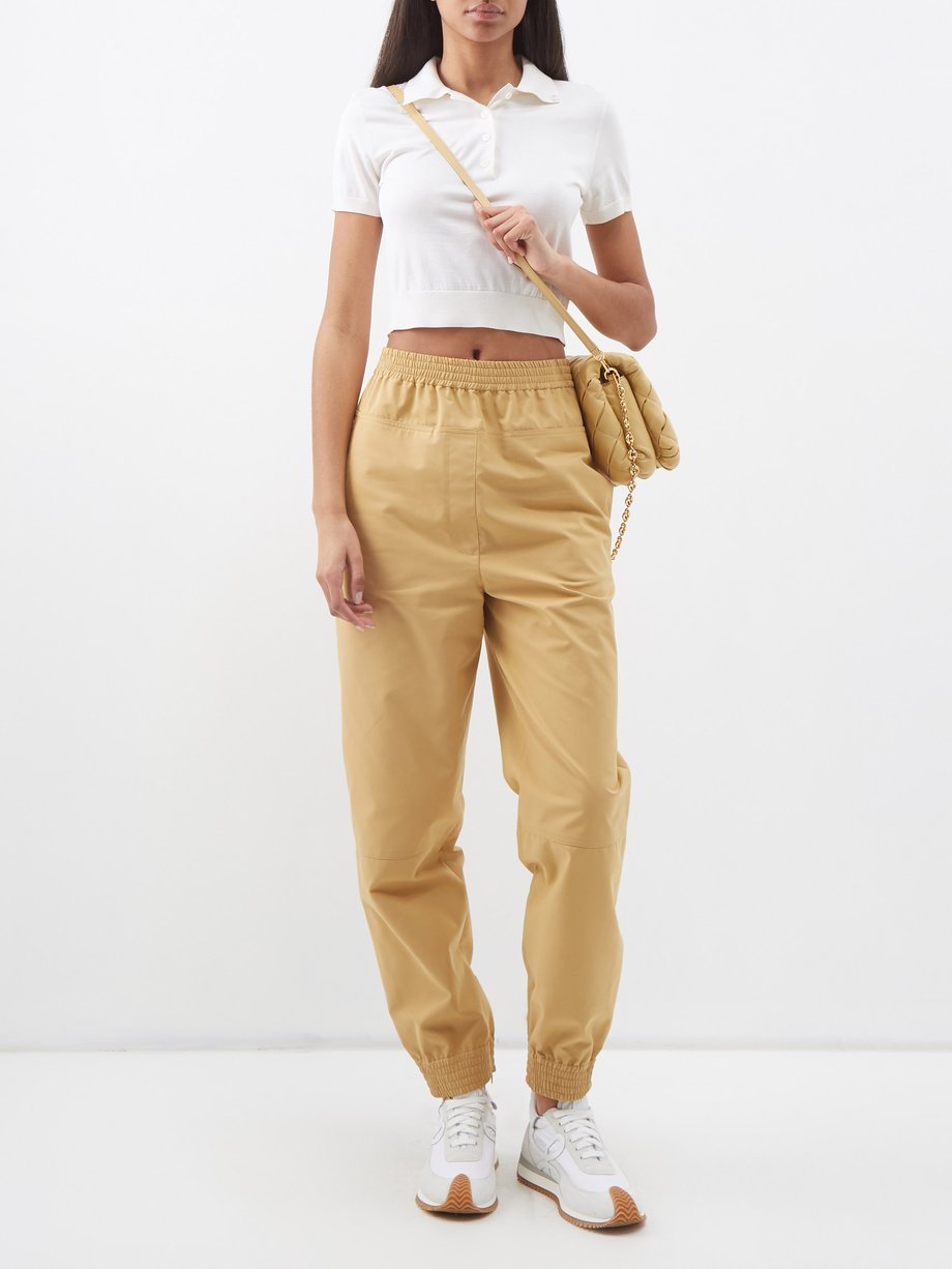 Straight-leg cotton-blend gabardine trousers