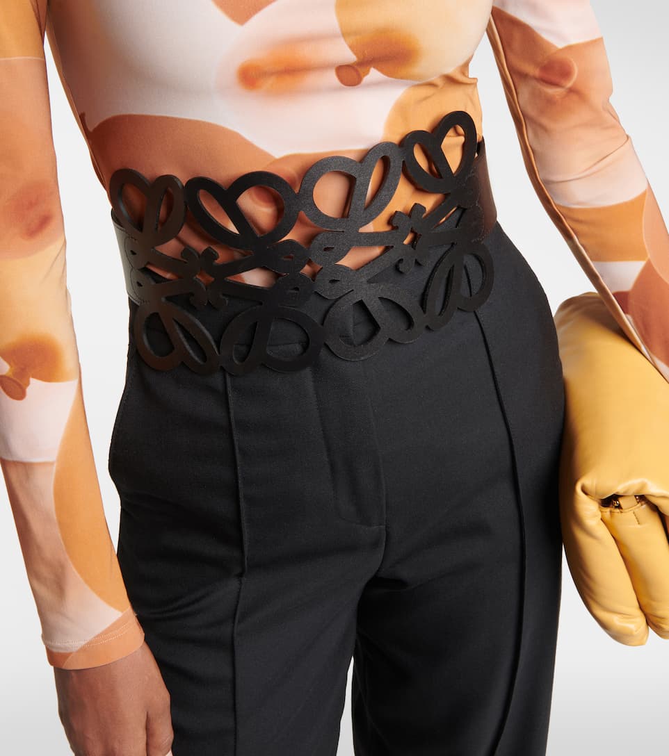 Anagram cutout leather corset belt