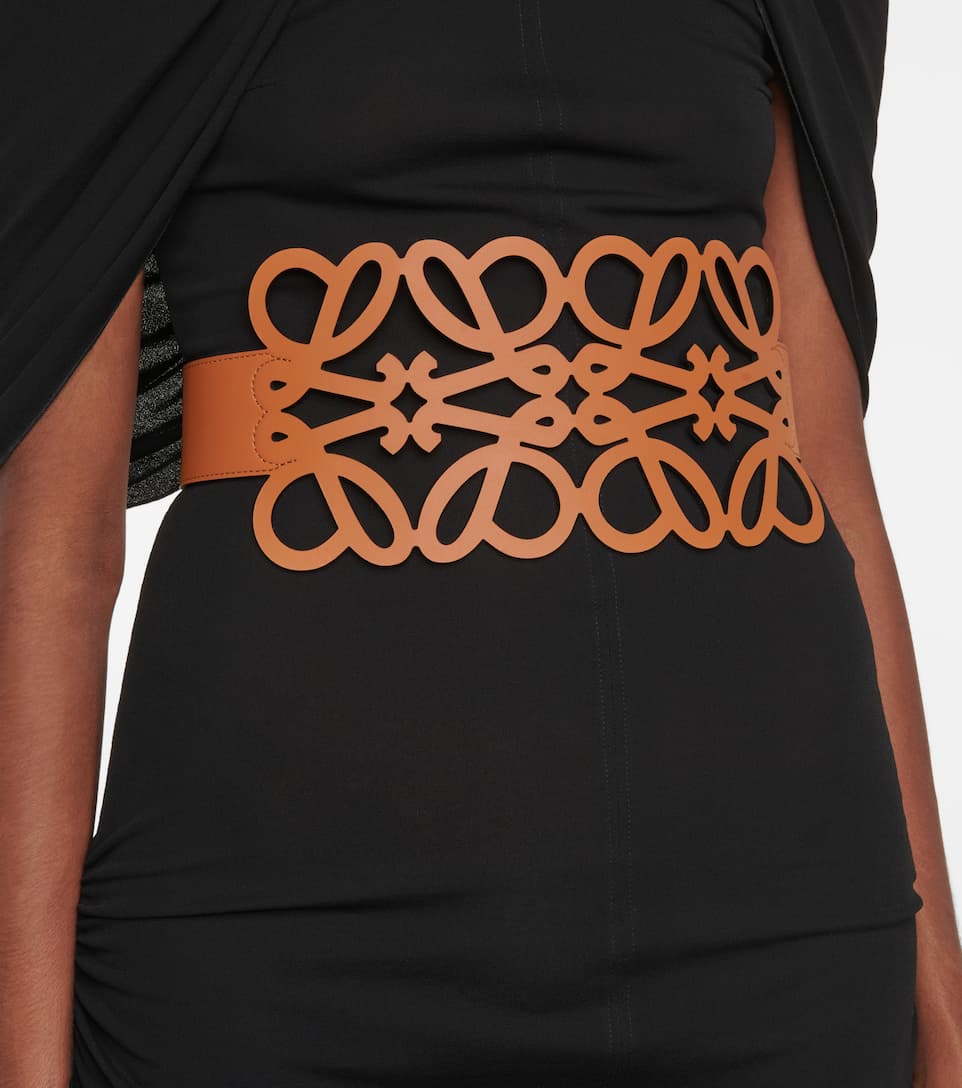 Anagram cutout leather corset belt