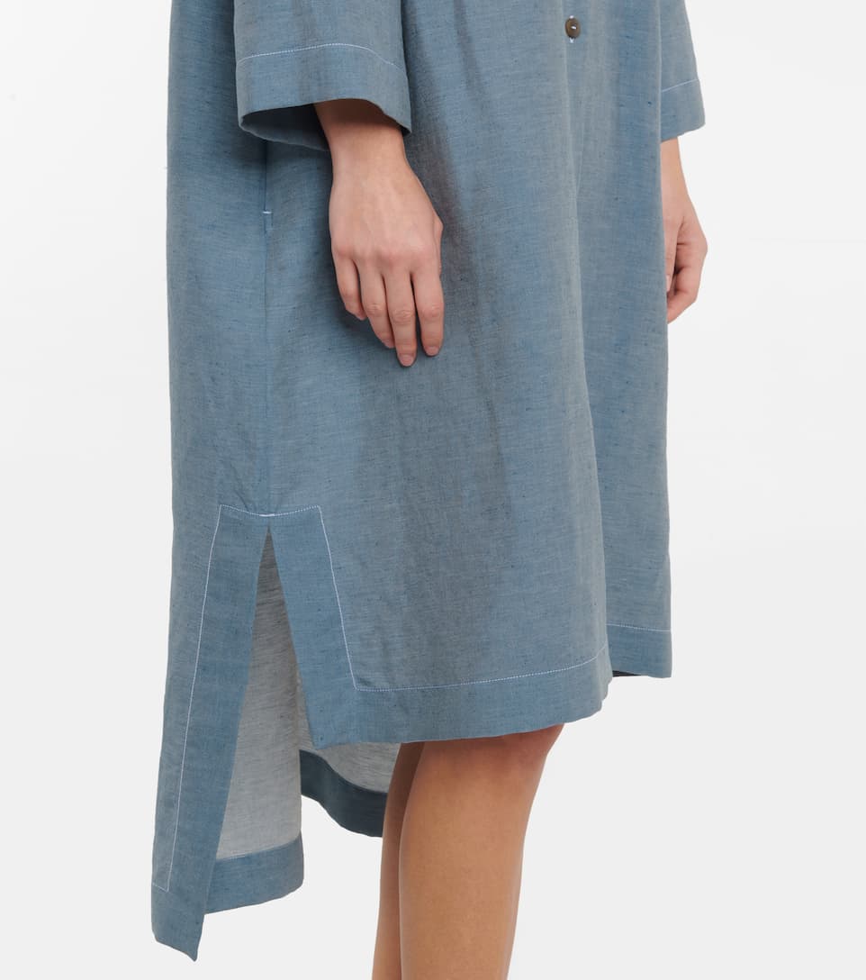 Linen-blend midi shirt dress