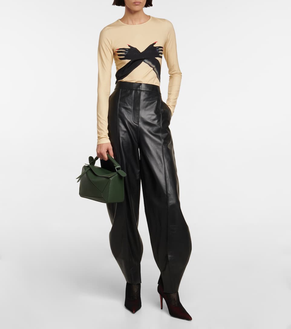 High-rise balloon leather pants