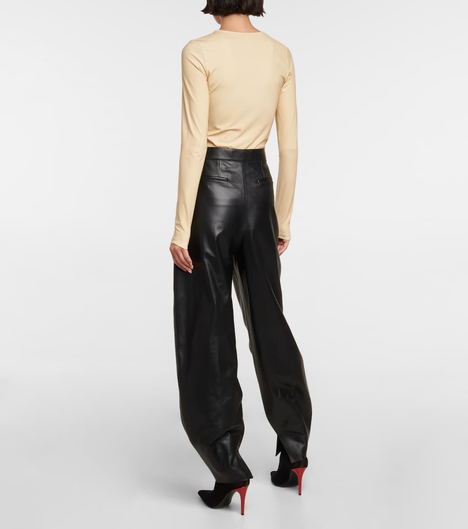 High-rise balloon leather pants