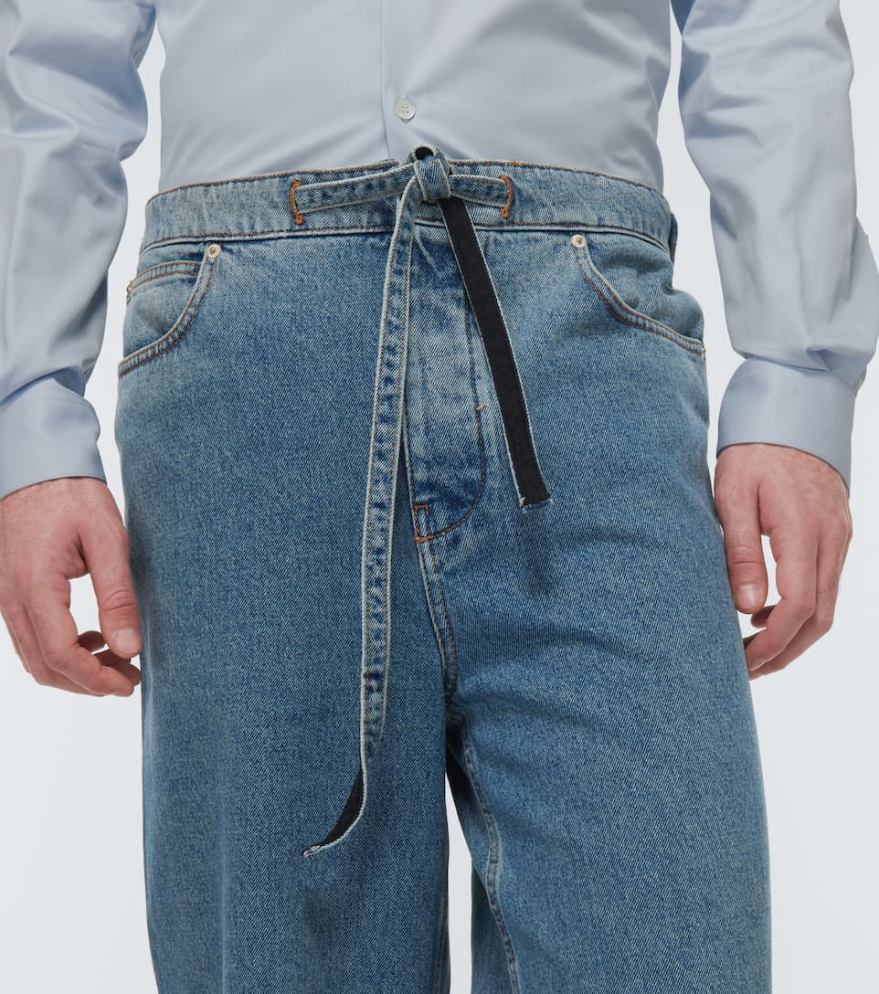 Drawstring straight jeans