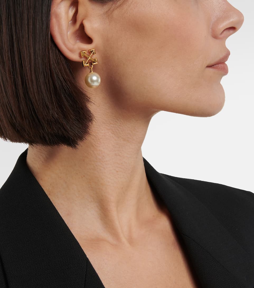 Arrows faux pearl earrings