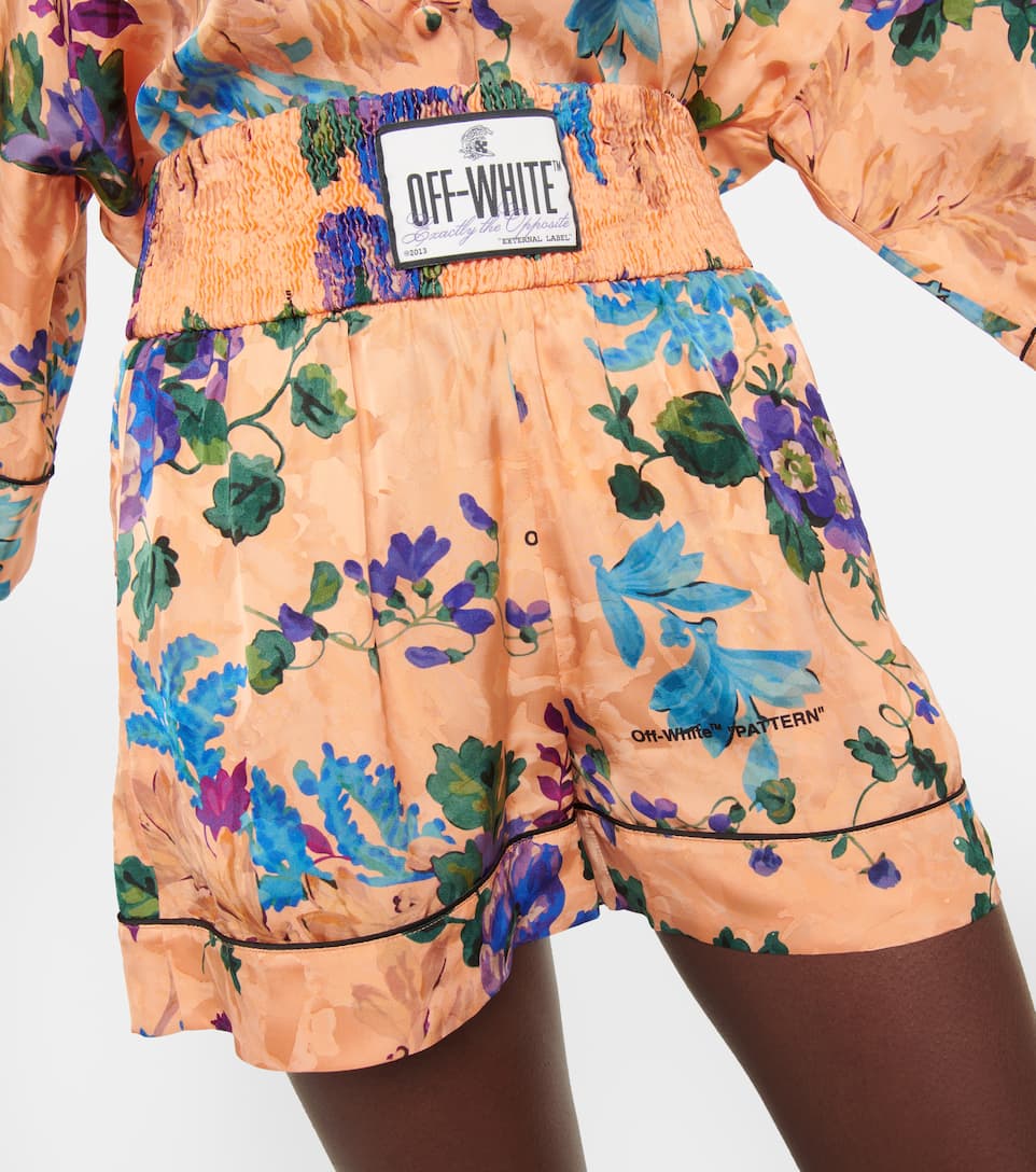 Floral jacquard pajama shorts