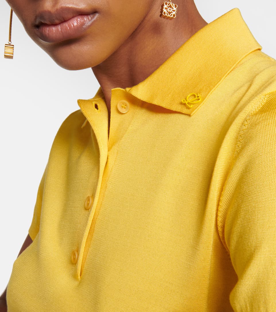 Cropped silk-blend polo shirt
