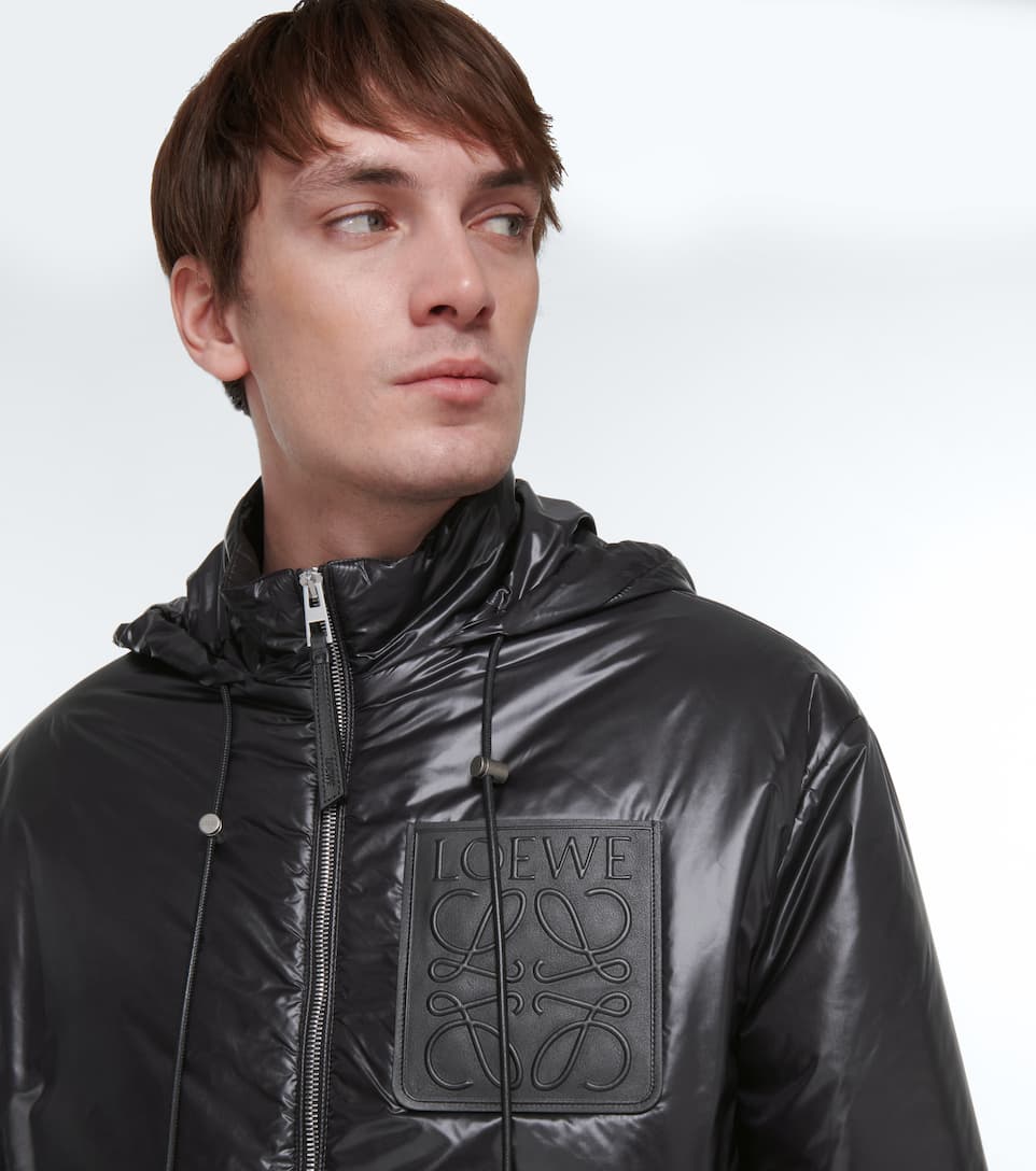 Anagram leather-trimmed jacket