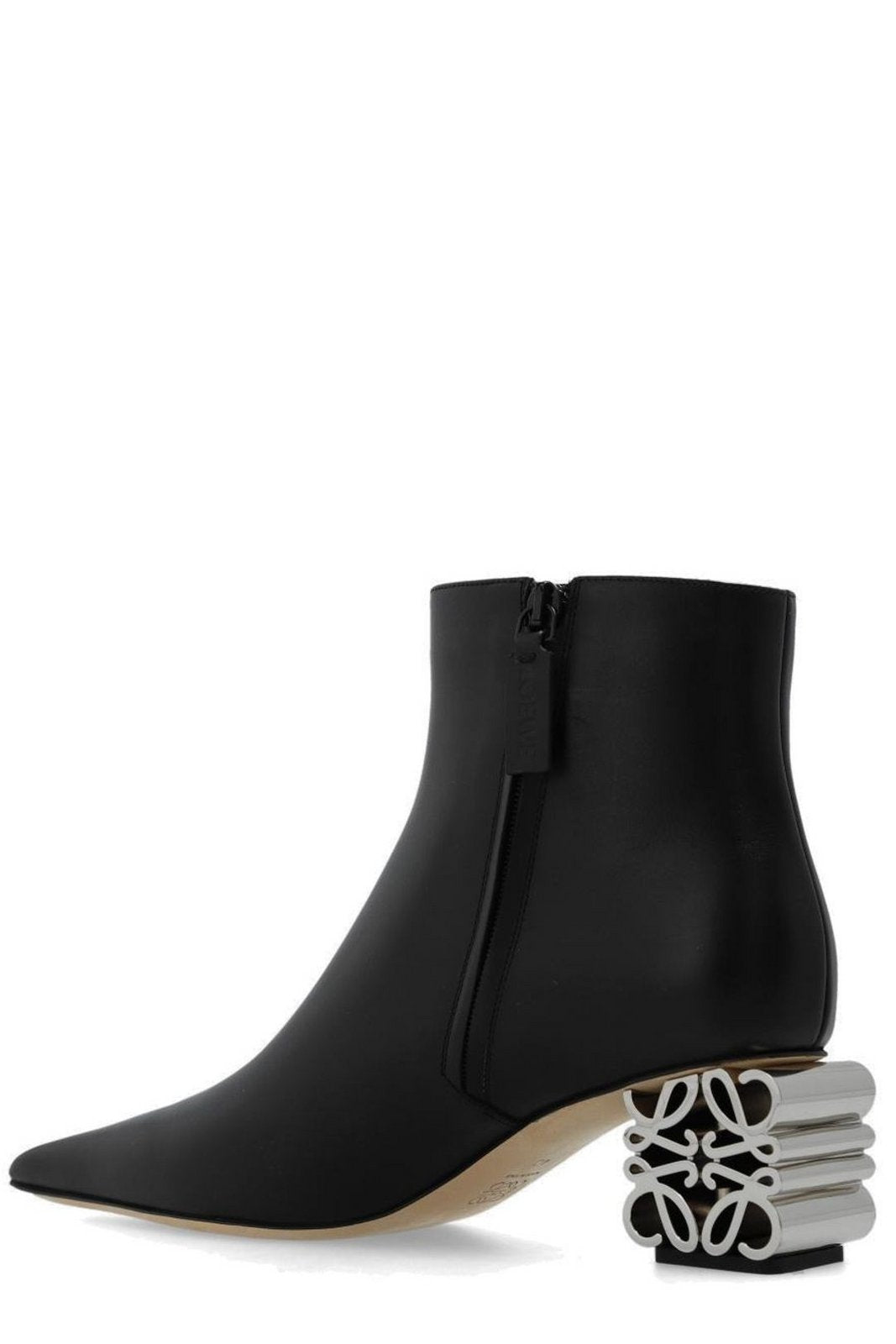 Loewe Anagram Heeled Pointed-Toe Ankle Boots