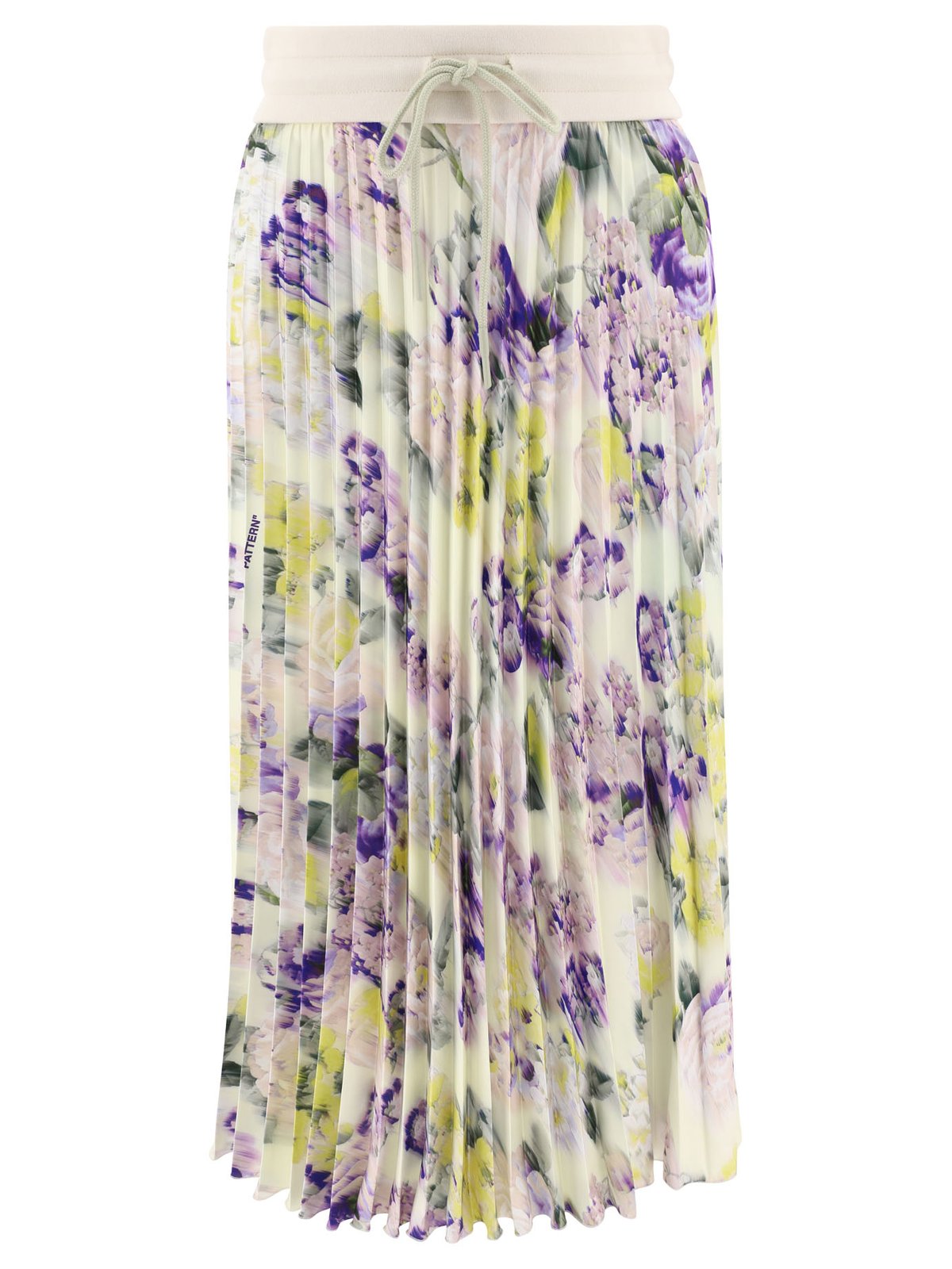 Off-White All-Over Floral Printed Pleated Midi Skirt