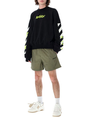 Off-White Arrow Outline Logo Embroidered Track Shorts