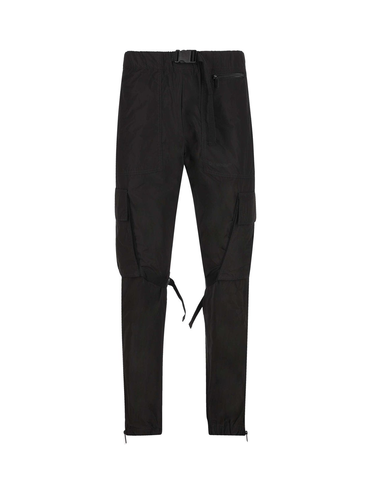 Off-White Belted Waist Straight Leg Trousers