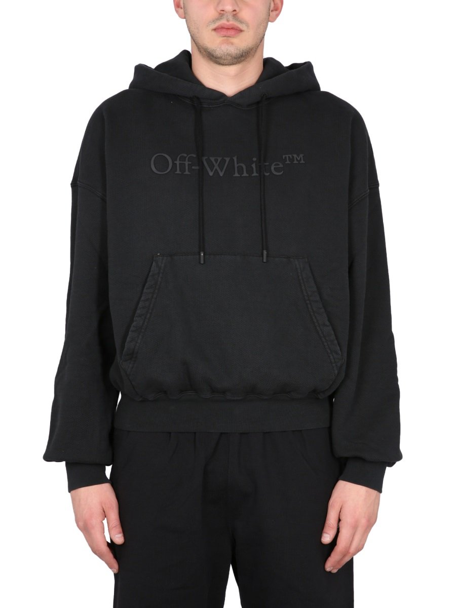 Off-White Bookish Laund Logo Detailed Long-Sleeved Hoodie
