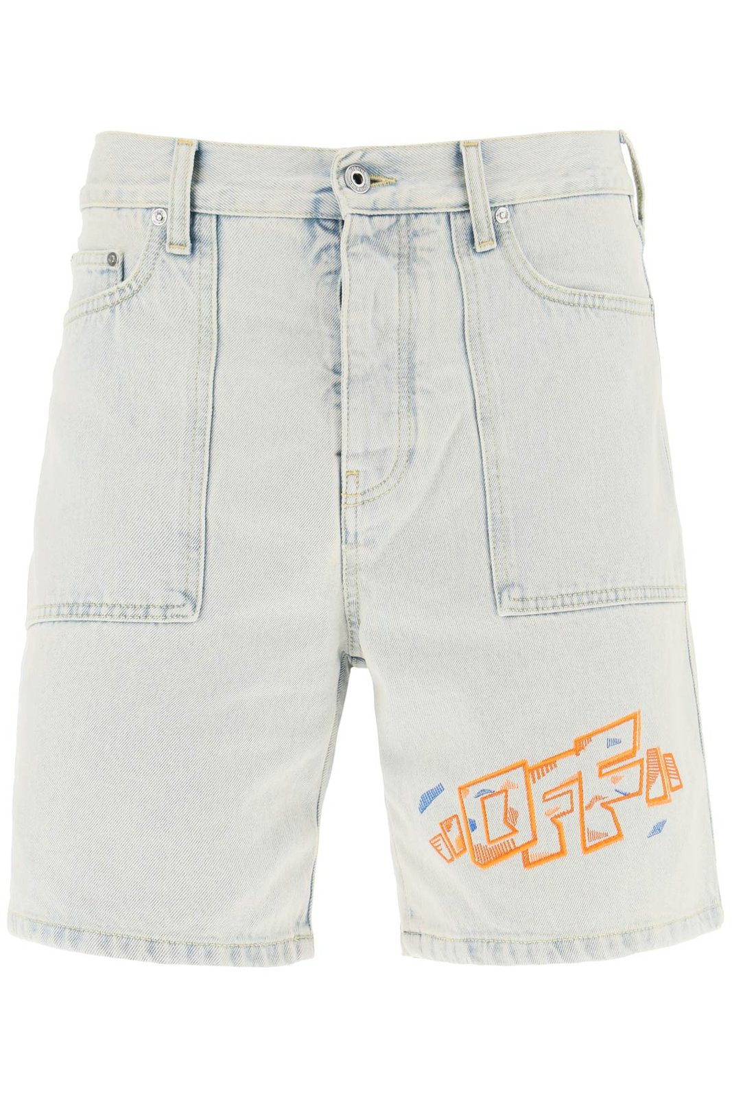 Off-White Button Detailed Denim Shorts