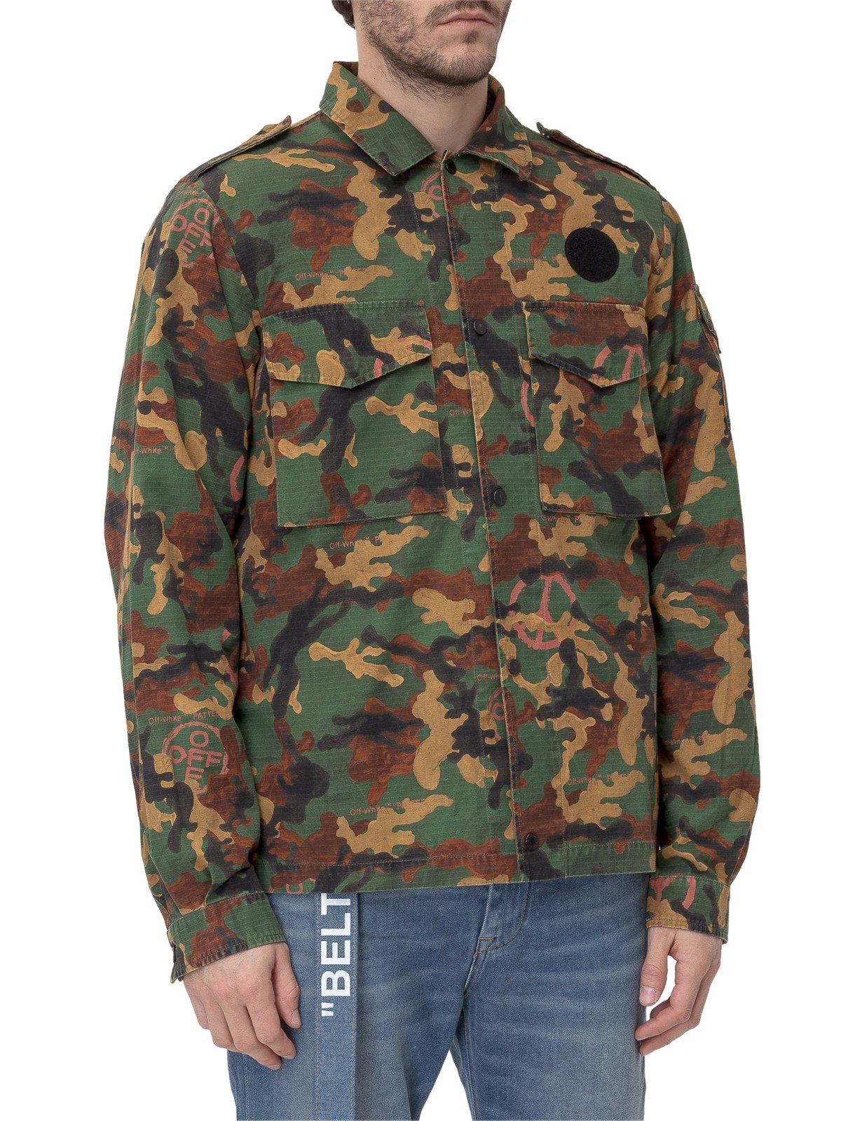 Off-White Camouflage Printed Long-Sleeved Shirt