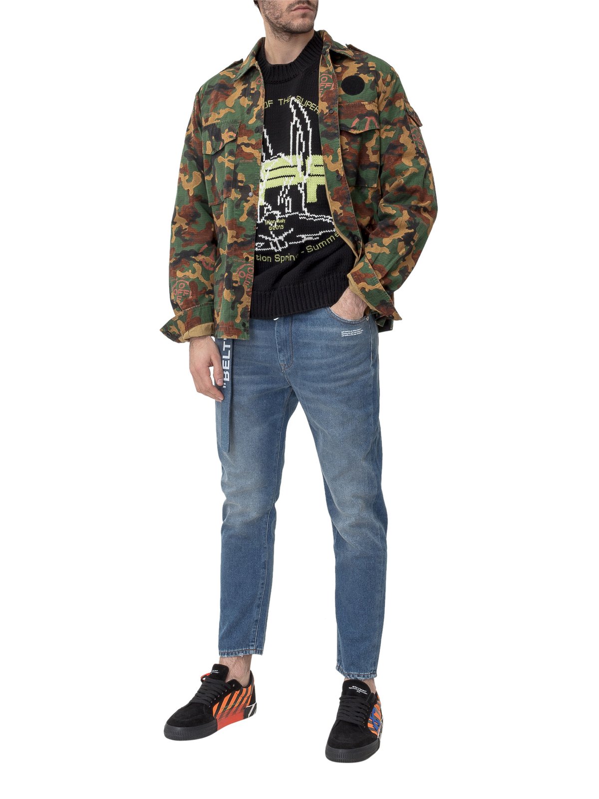 Off-White Camouflage Printed Long-Sleeved Shirt