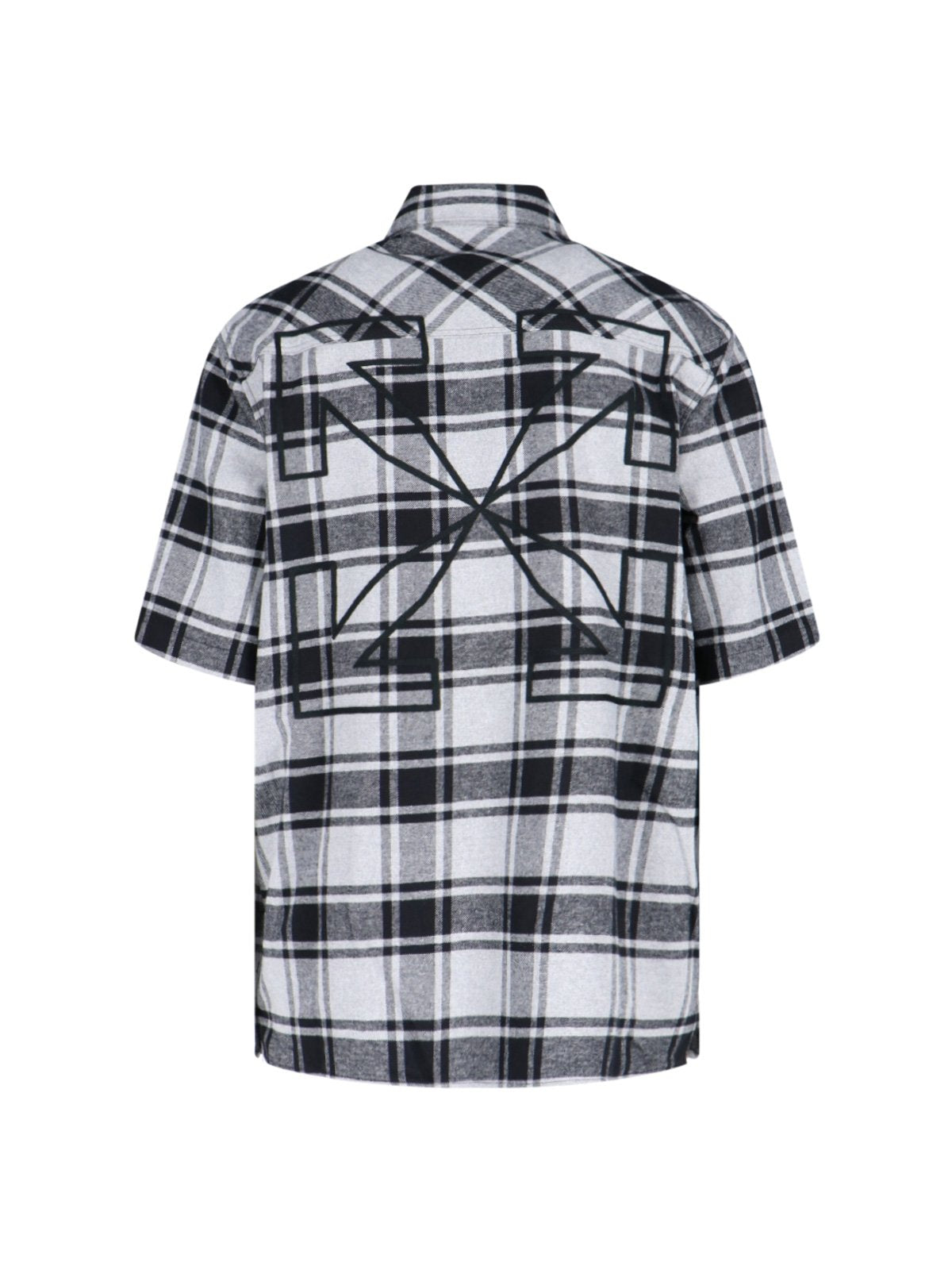 Off-White Checked Short-Sleeved Buttoned Shirt
