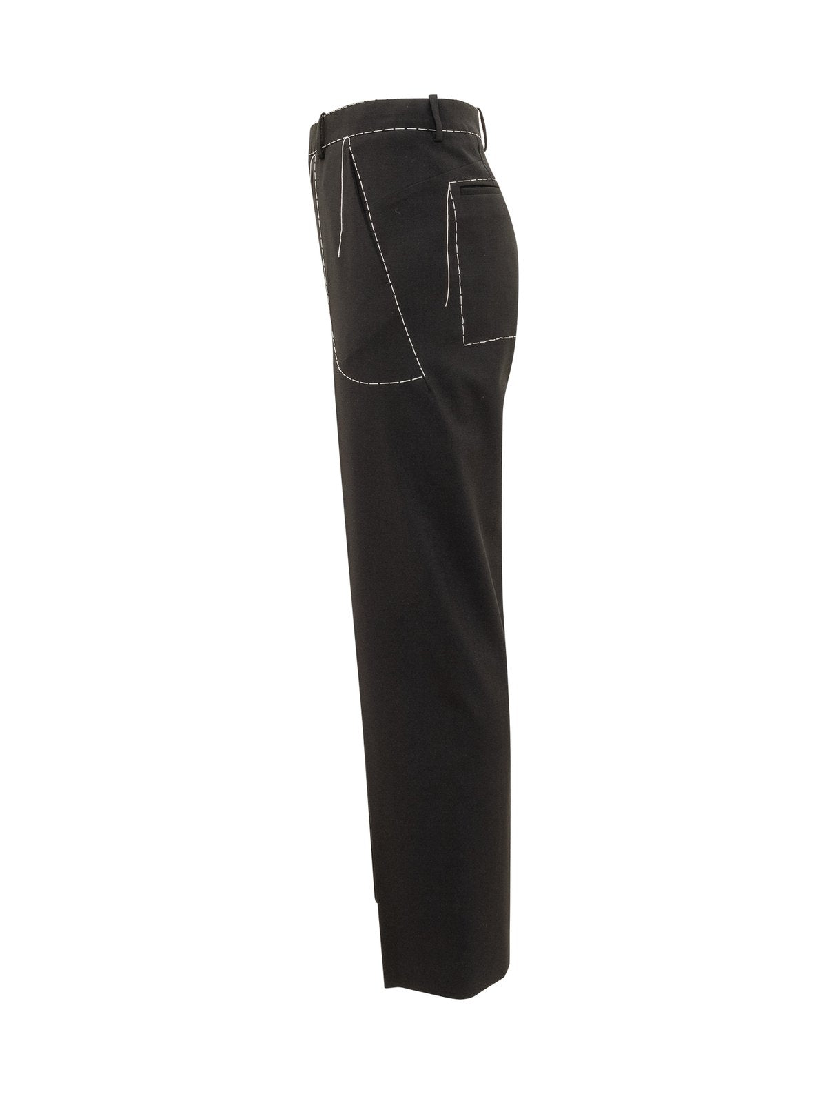 Off-White Contrasting Line Straight Leg Trousers