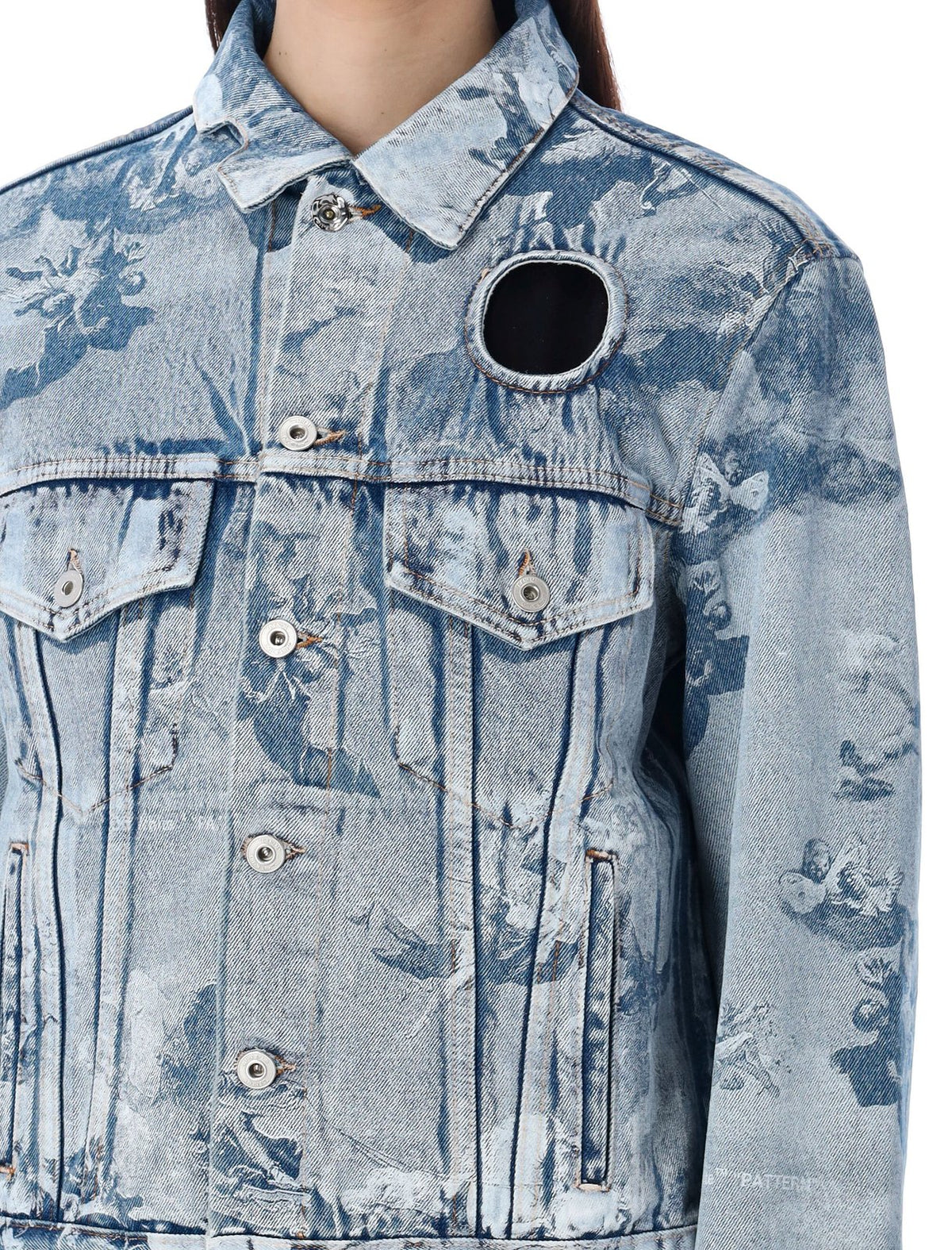 Off-White Cut-Out Long-Sleeved Denim Jacket