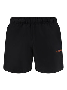 Off-White Diag-Stripe Printed Swim Shorts