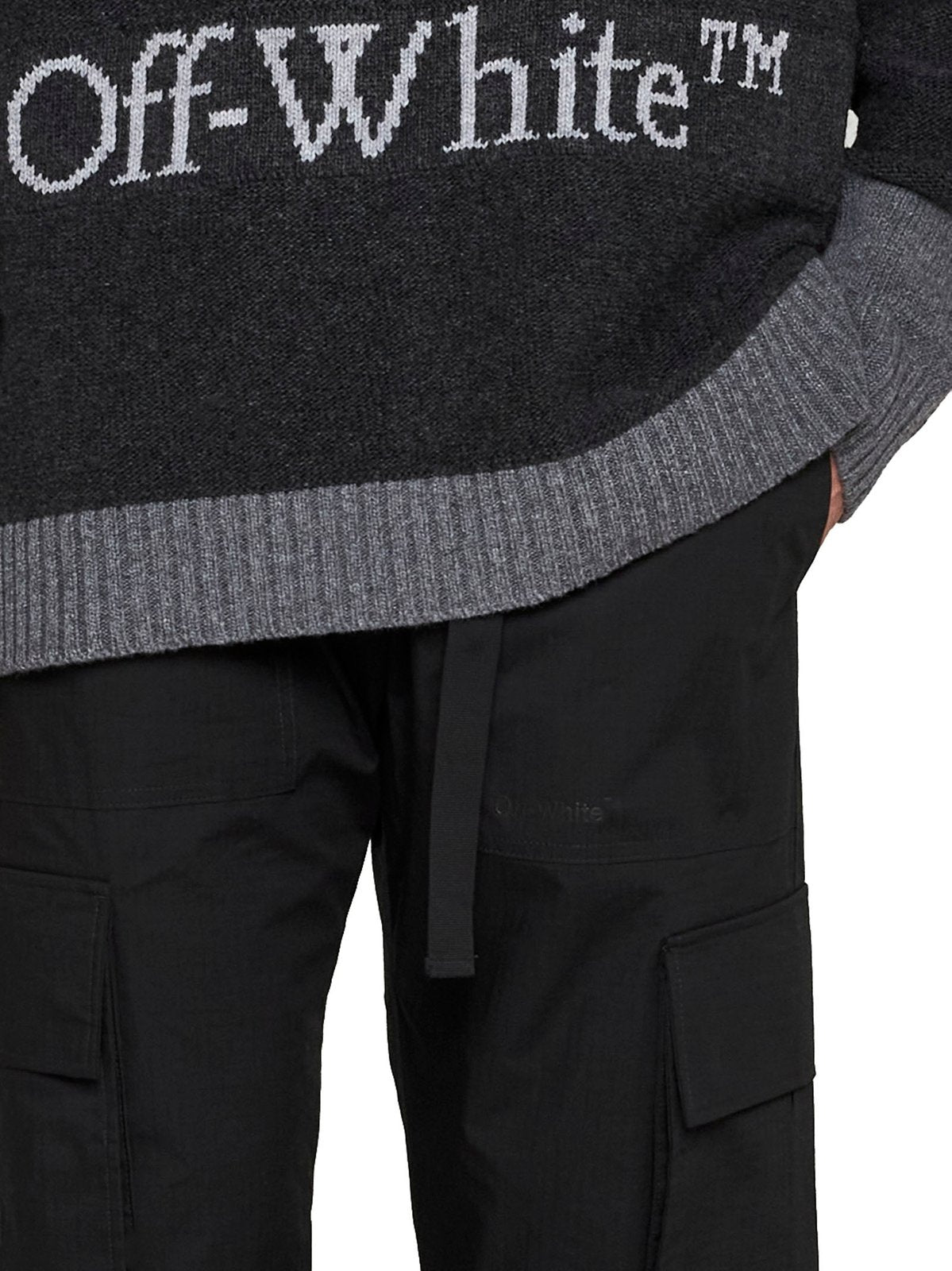 Off-White Diag Striped Belted Waist Cargo Trousers