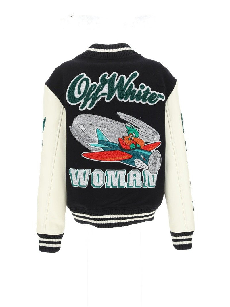Off-White Embr Patches Buttoned Varsity Jacket
