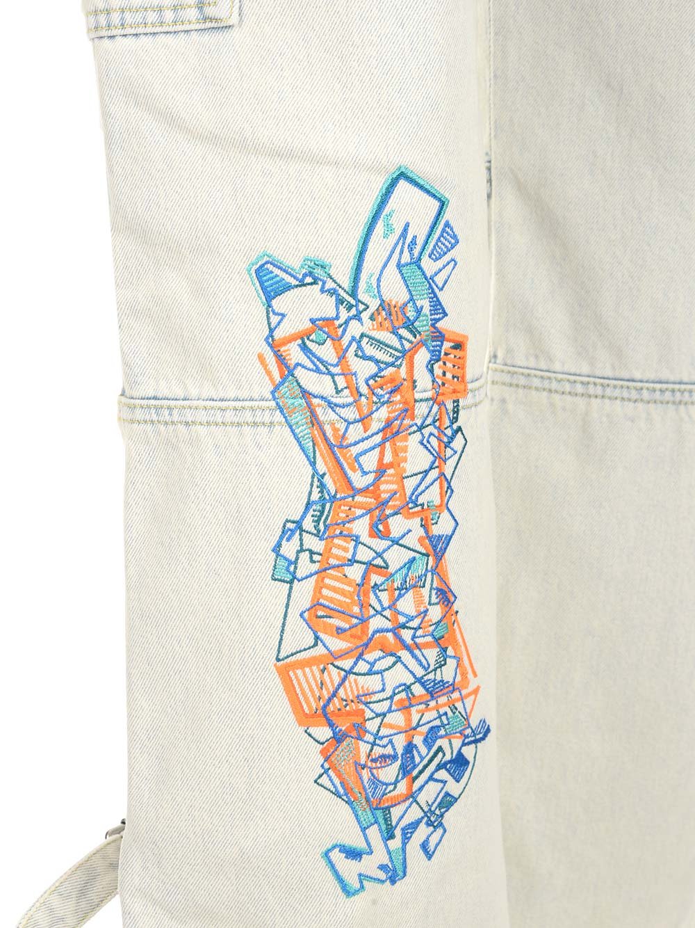 Off-White Graffiti Logo Patch Wide Leg Jeans