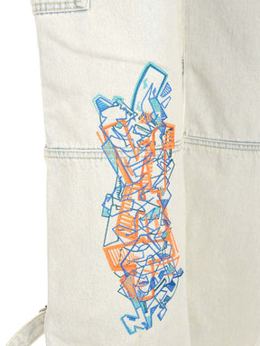 Off-White Graffiti Logo Patch Wide Leg Jeans