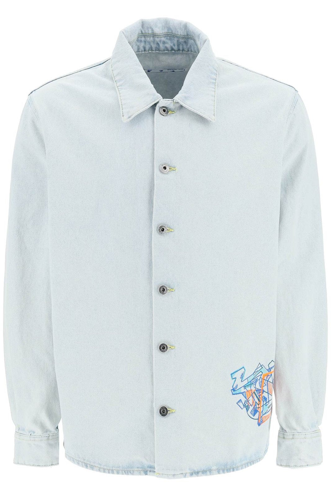 Off-White Graphic Embroidered Buttoned Denim Shirt