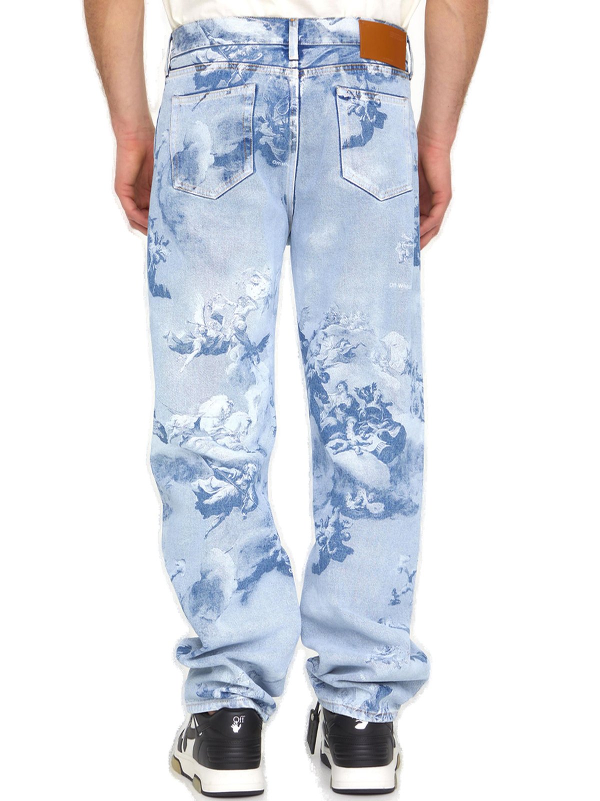 Off-White Graphic Printed Straight Leg Jeans