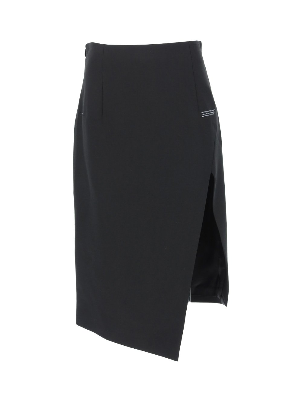 Off-White High Waist Asymmetric Hem Midi Skirt