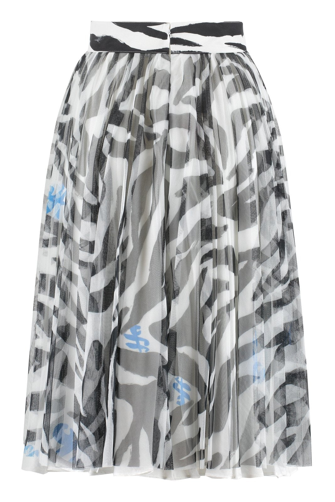 Off-White Leopard Printed Pleated Tulle Skirt