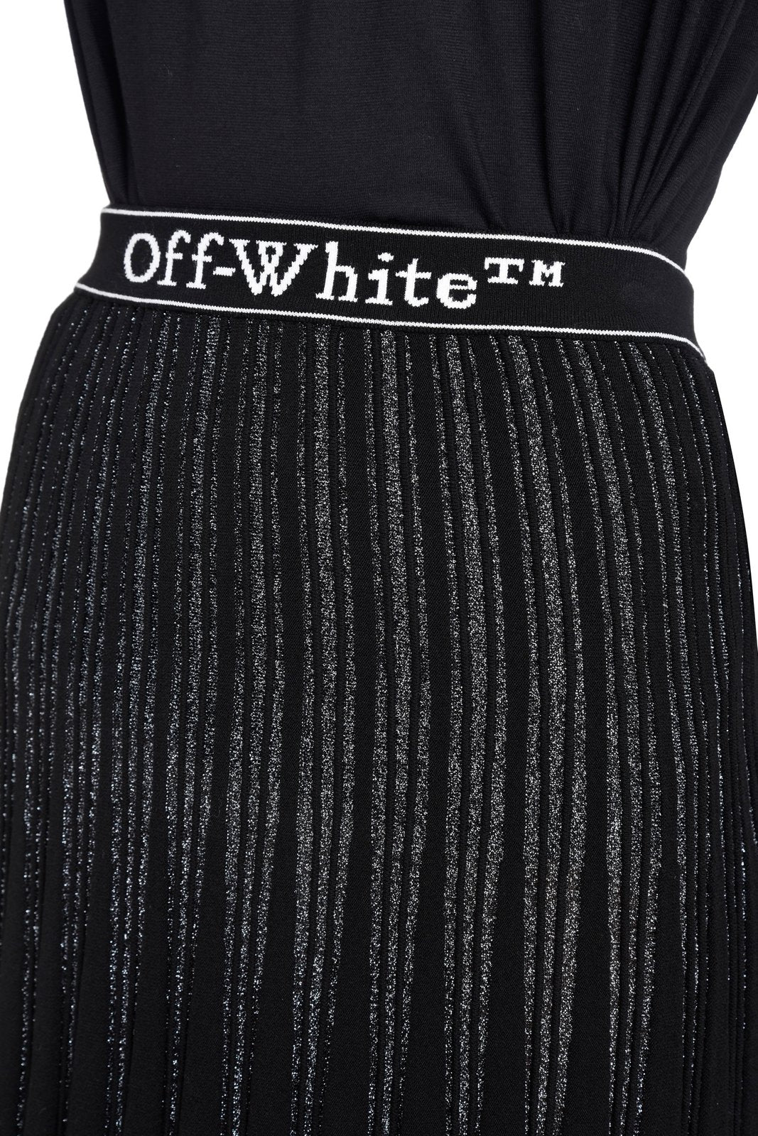 Off-White Logo Band Lurex Pleated Skirt