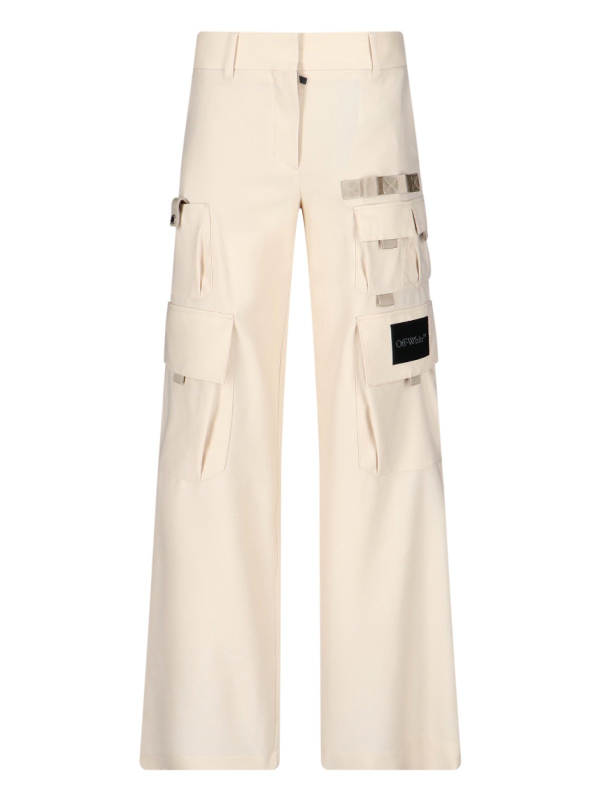 Off-White Logo Detailed Wide Leg Trousers