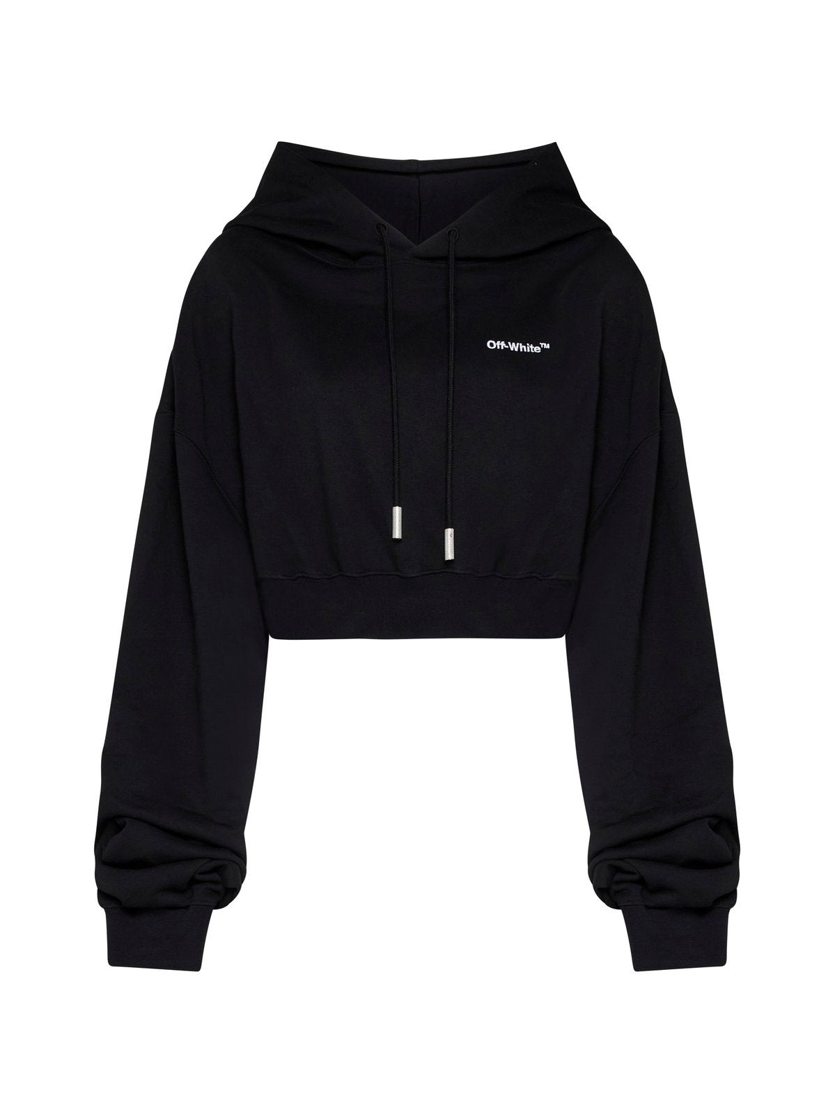 Off-White Logo Embroidered Cropped Hoodie