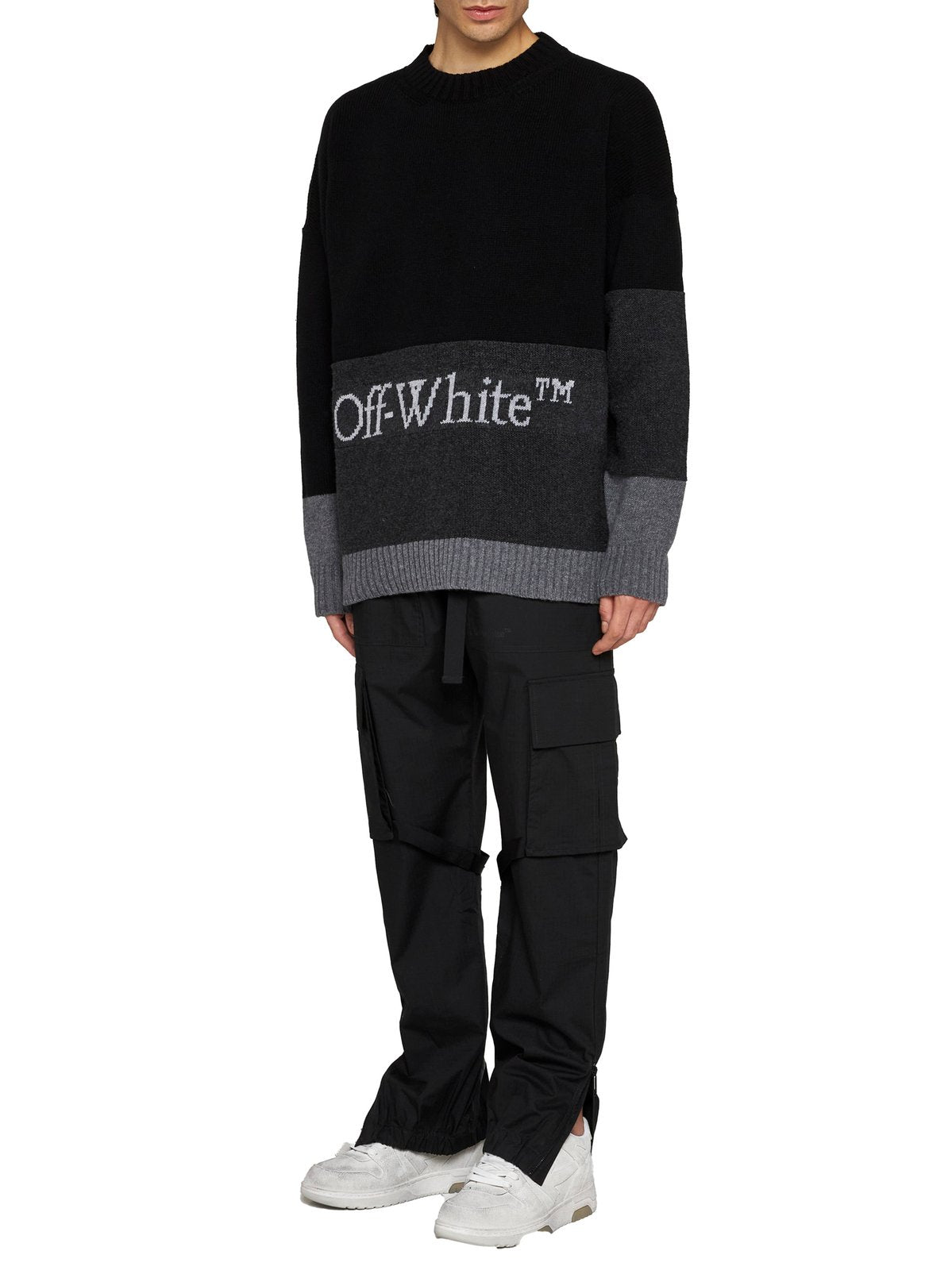 Off-White Crewneck Long-Sleeved Knitted Jumper