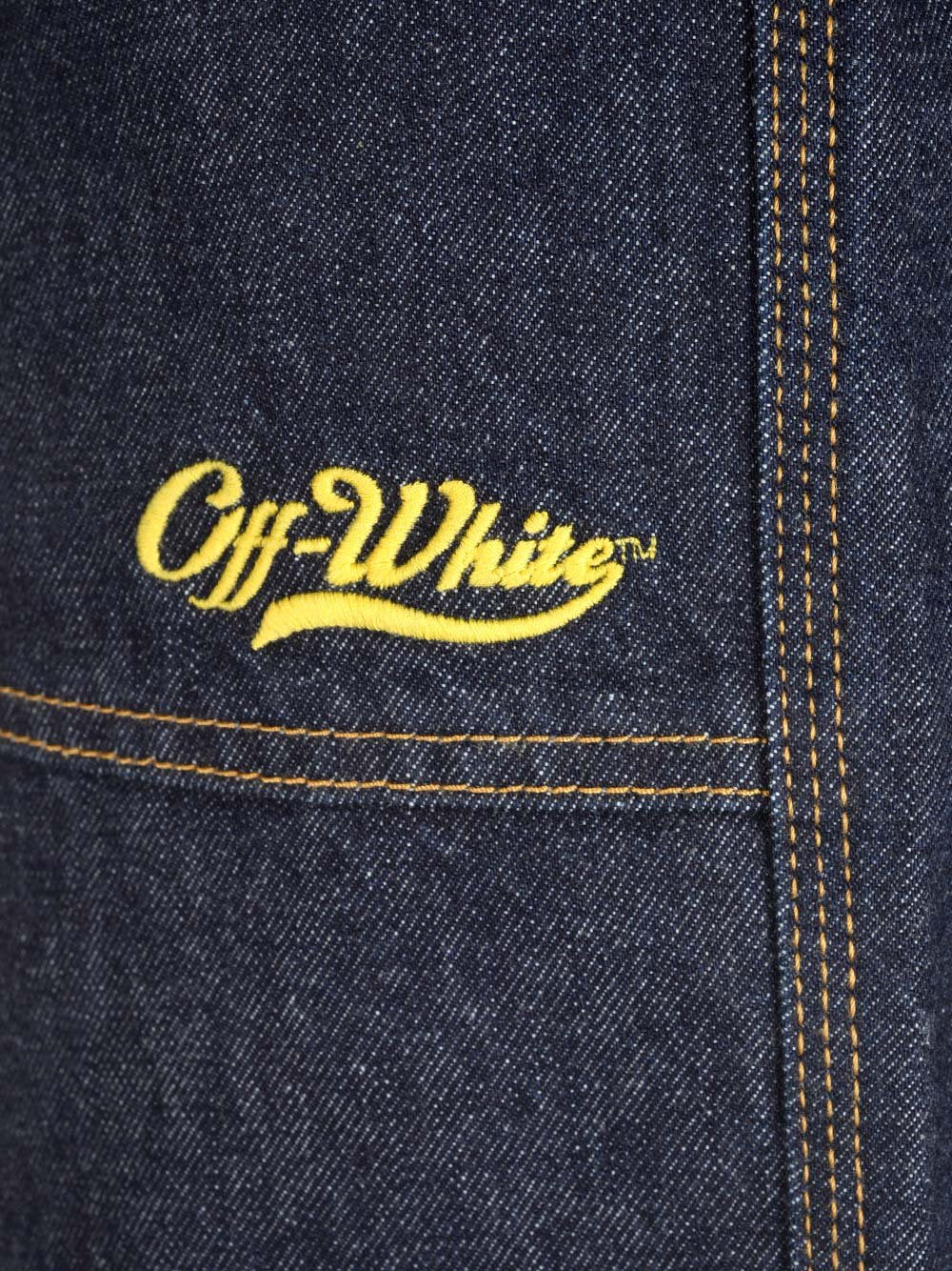 Off-White Logo Embroidered Utility Denim Shorts