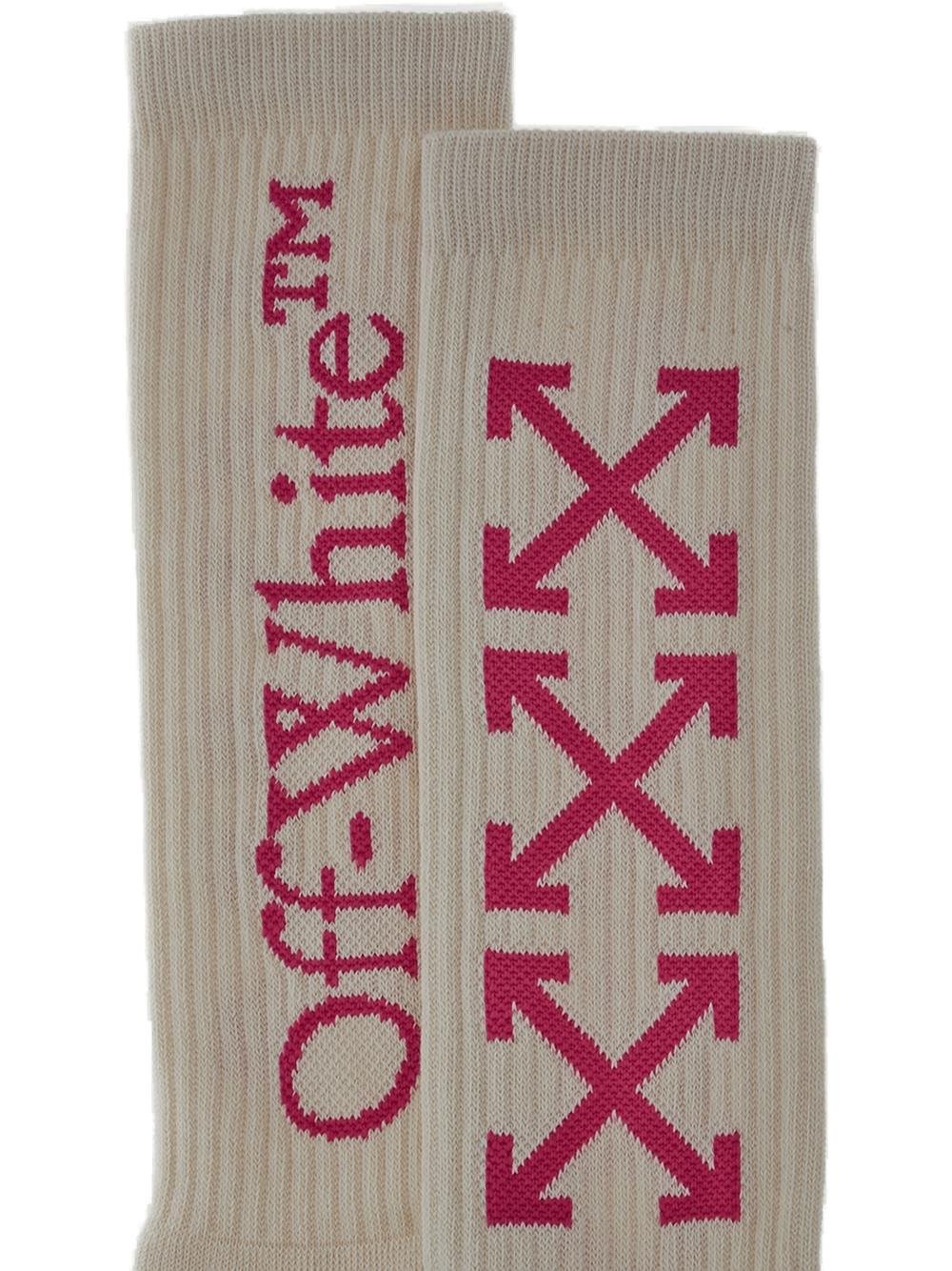 Off-White Logo Intarsia Ribbed Knit Socks