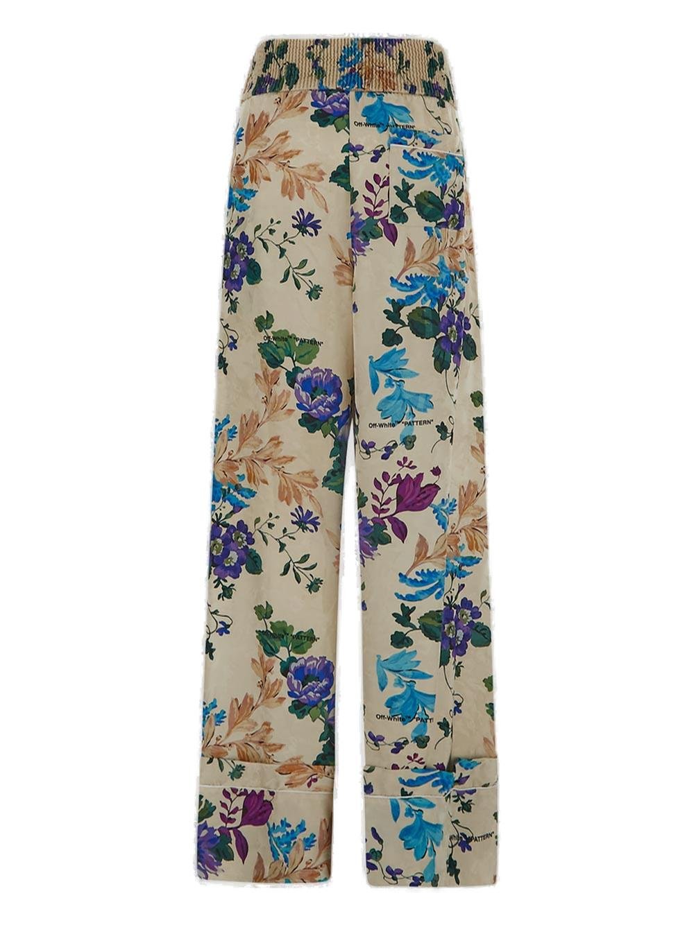 Off-White Logo Patch Floral Printed Trousers