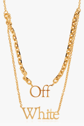 Off-White Logo Plaque Chain-Linked Necklace