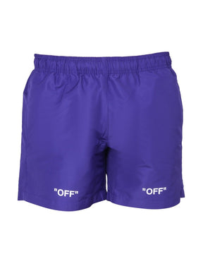 Off-White Logo Printed High Waist Swim Shorts