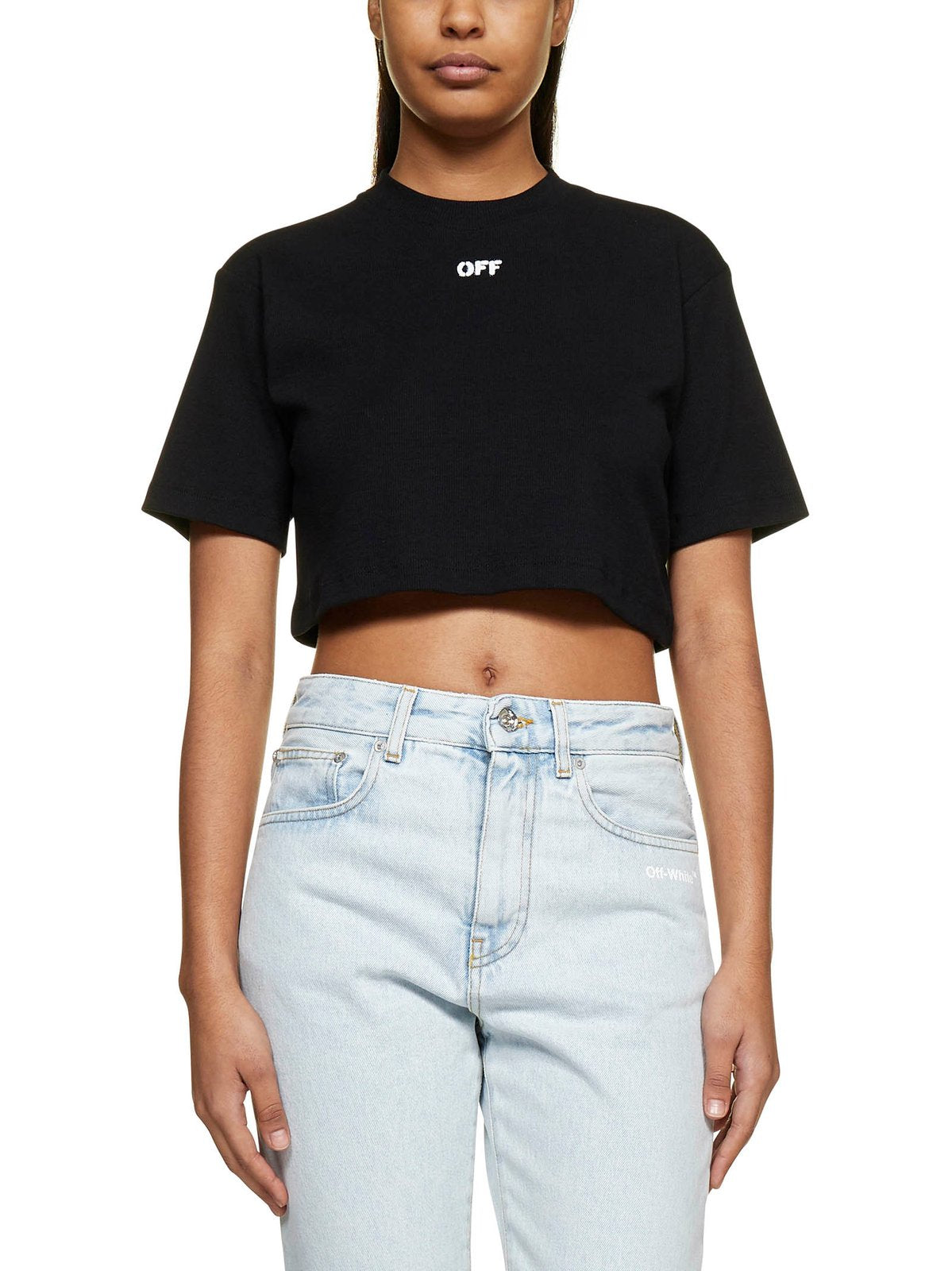 Off-White Logo Detailed Cropped T-Shirt